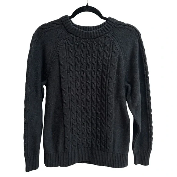 GAP Black Cable Knit Crewneck Sweater Maternity Women’s Medium - Picture 2 of 12